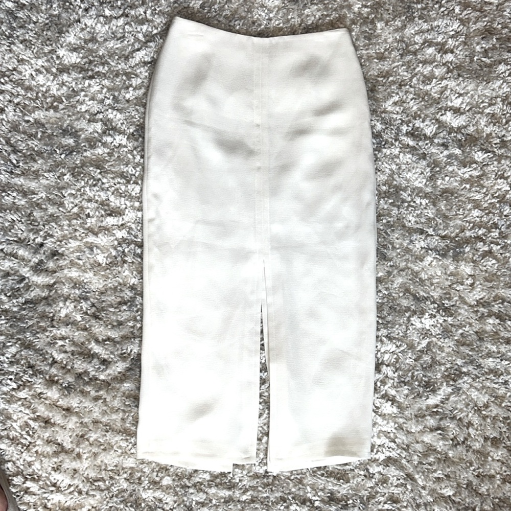 Yigal Azrouel Slit front ivory crepe skirt